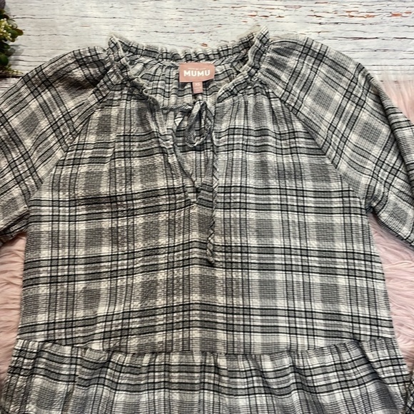 Show Me Your MUMU Birdie Mini Dress in Windowpane Plaid - Picture 6 of 9